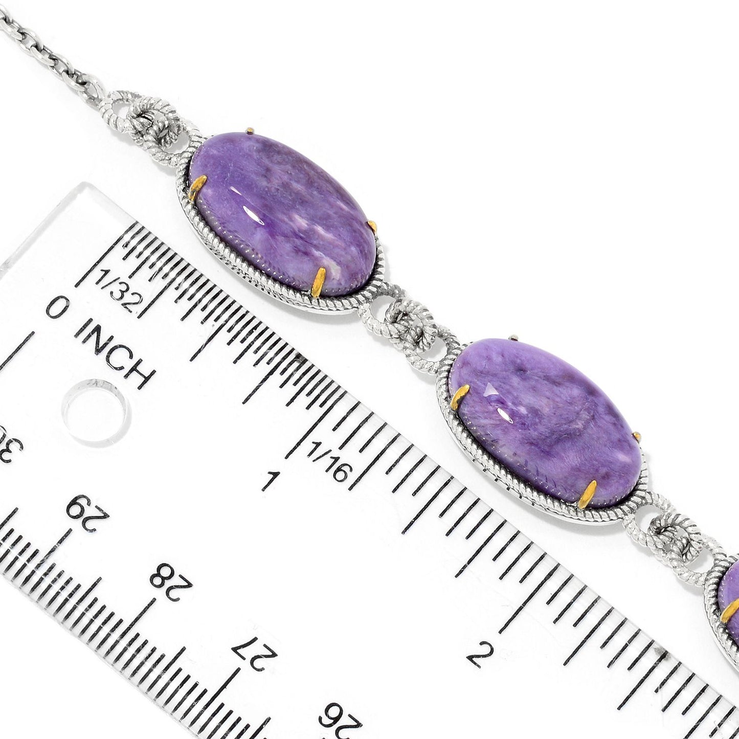 925 Sterling Silver Charoite Gemstone Toggle Bracelets