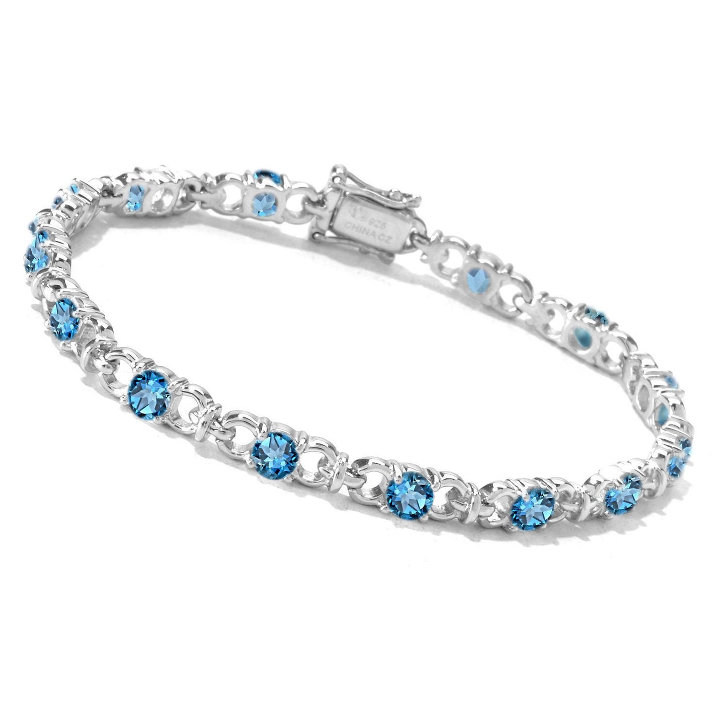 925 Sterling Silver Bracelet Natural London Blue Topaz Gemstone Bracelet, Wedding Jewelry, Anniversary Gift For Her