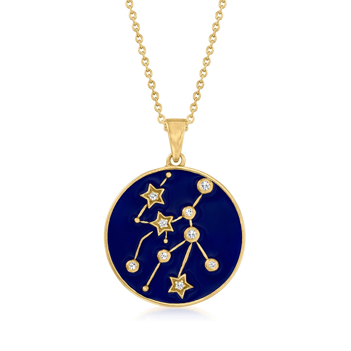 18k Yellow Gold Plating Over Sterling Silver, Zodiac Sign Necklace-Pendants