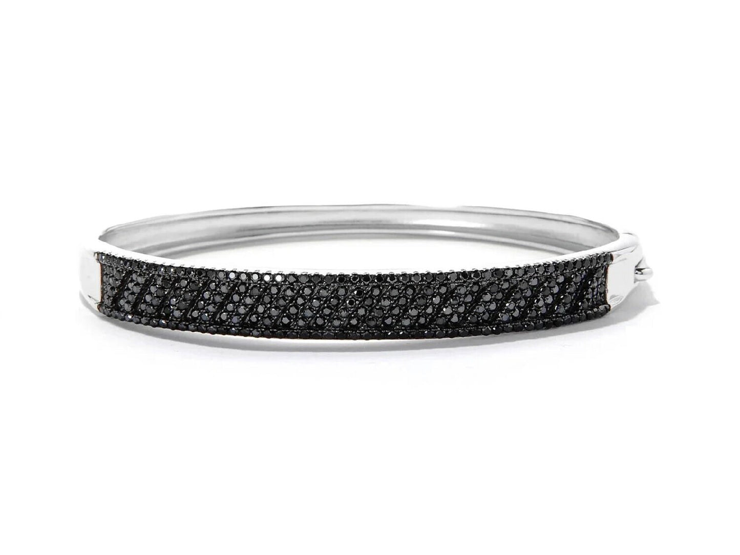 925 Sterling Silver Black Spinel Gemstone Bangle