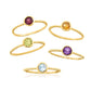 Sterling Silver Over Gold Plated 1.94Ctw Multi Gemstone Set Of 5 Ring For Women's And Girls