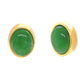 Yellow Gold Plated Over Sterling Silver Dyed Green Jade Gemstone Stud Earrings