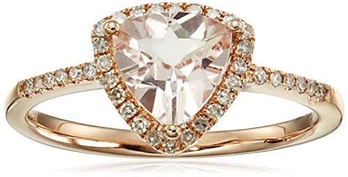 14k Rose Gold Morganite and Diamond Trillion Ring (1/6cttw, H-I Color, I1-I2 Clarity), Size 7