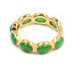 18k Yellow Gold Plated Over Sterling Silver Dyed Green Jade Gemstone Band Ring