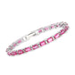 925 Sterling Silver Red Garnet, Pink Topaz And White Topaz Gemstone Tennis Bracelets