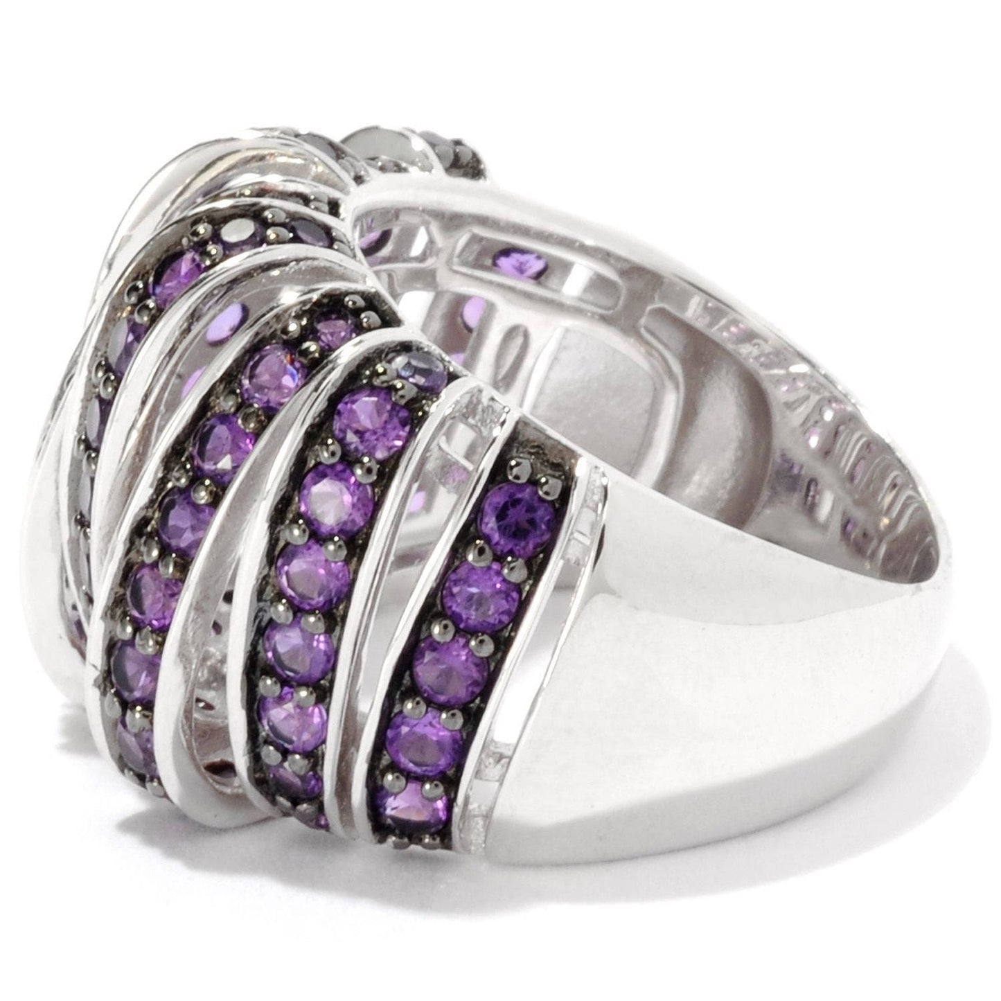 925 Sterling Silver African Amethyst Gemstone Band Ring