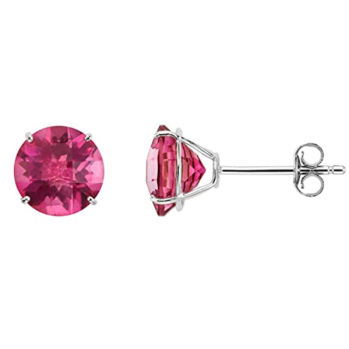 Pinctore Sterling Silver 4.38ctw Pink Topaz Studs Earring 0.31'L