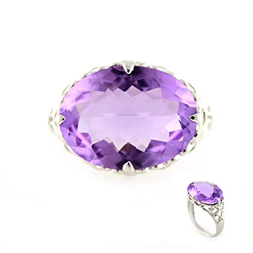 Pinctore Sterling Silver 8.52ctw African Amethyst Cocktail Ring, Size 7