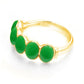 18k Yellow Gold Plated Over Sterling Silver Dyed Green Jade Gemstone Band Ring