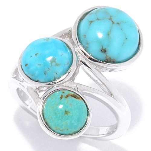Pinctore Sterling Silver Multi Turquoise 3-Stone Ring