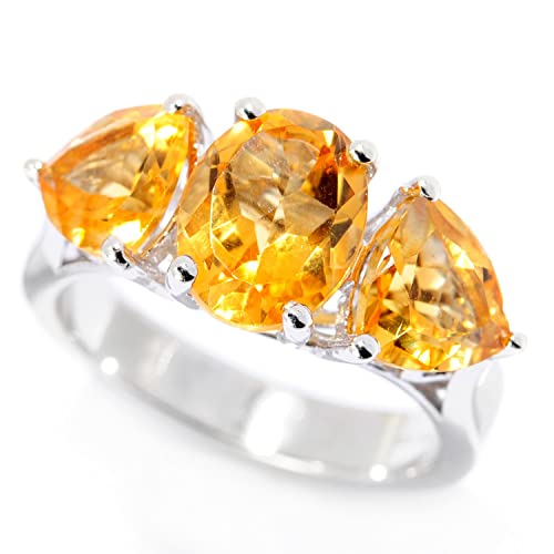 Pinctore Sterling Silver Oval & Trillion Citrine Ring