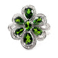 925 Sterling Silver Chrome Diopside and Diamond Gemstone Cocktail Rings