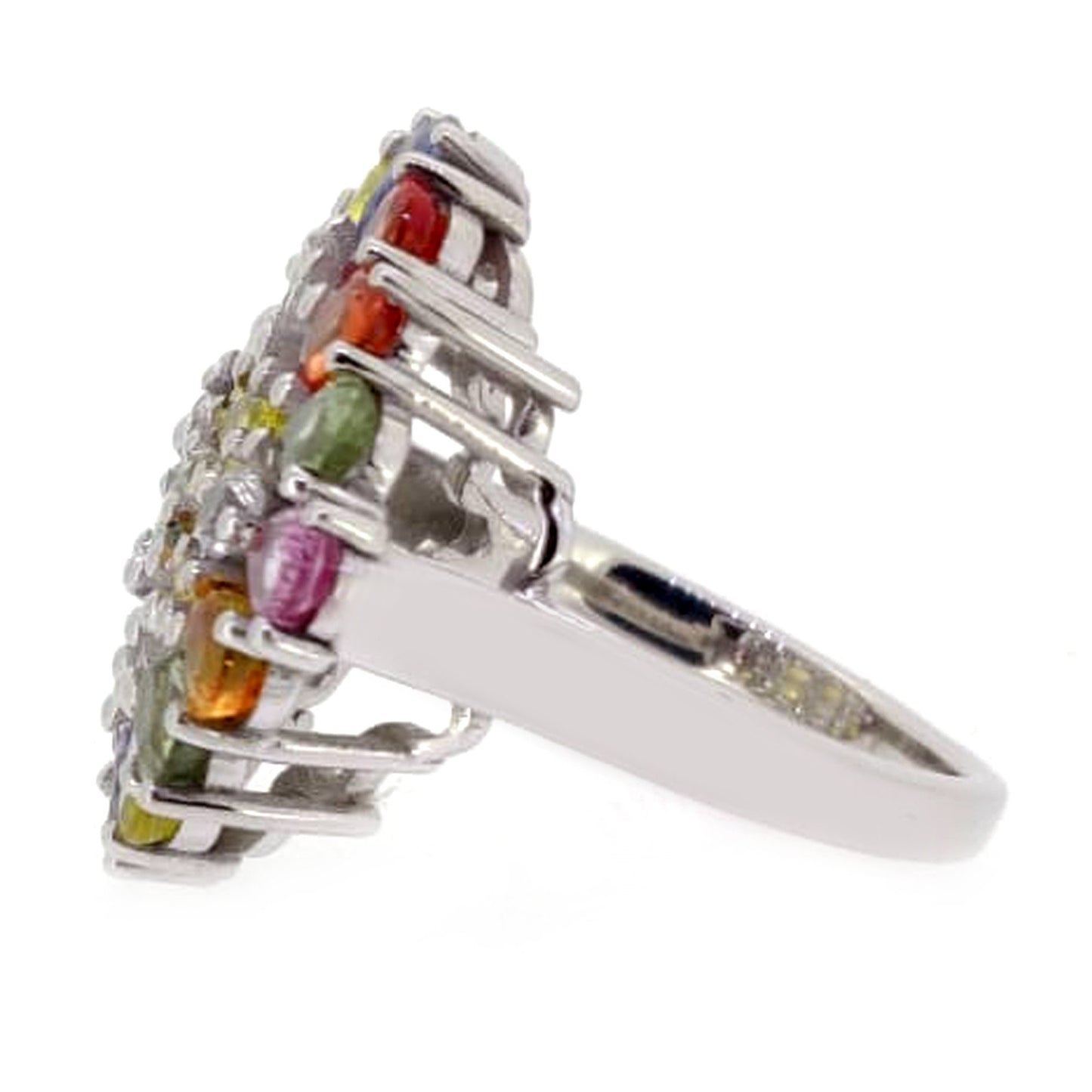 925 Sterling Silver Women Ring, Natural Multi Sapphire Cluster Ring Women, White Natural Zircon, Cocktail Women Ring,