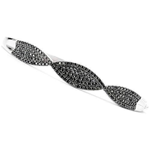 Pinctore Rhodium Plated Sterling Silver TGW Spinel Concave Twisted Bangle, 7"