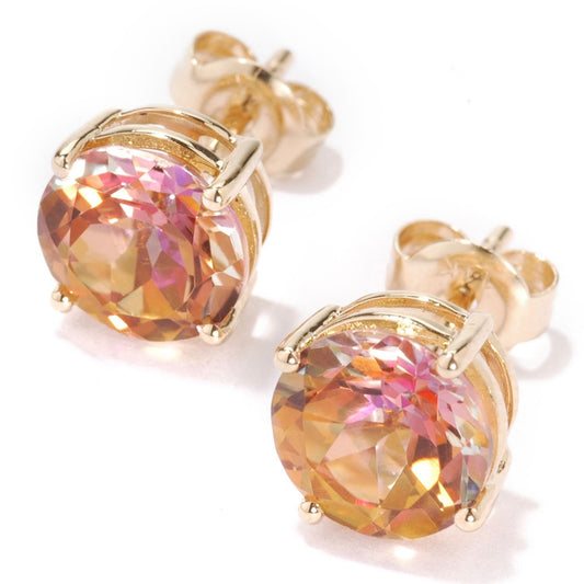 14KT Yellow Gold Sunset Topaz Gemstone Studs Earrings