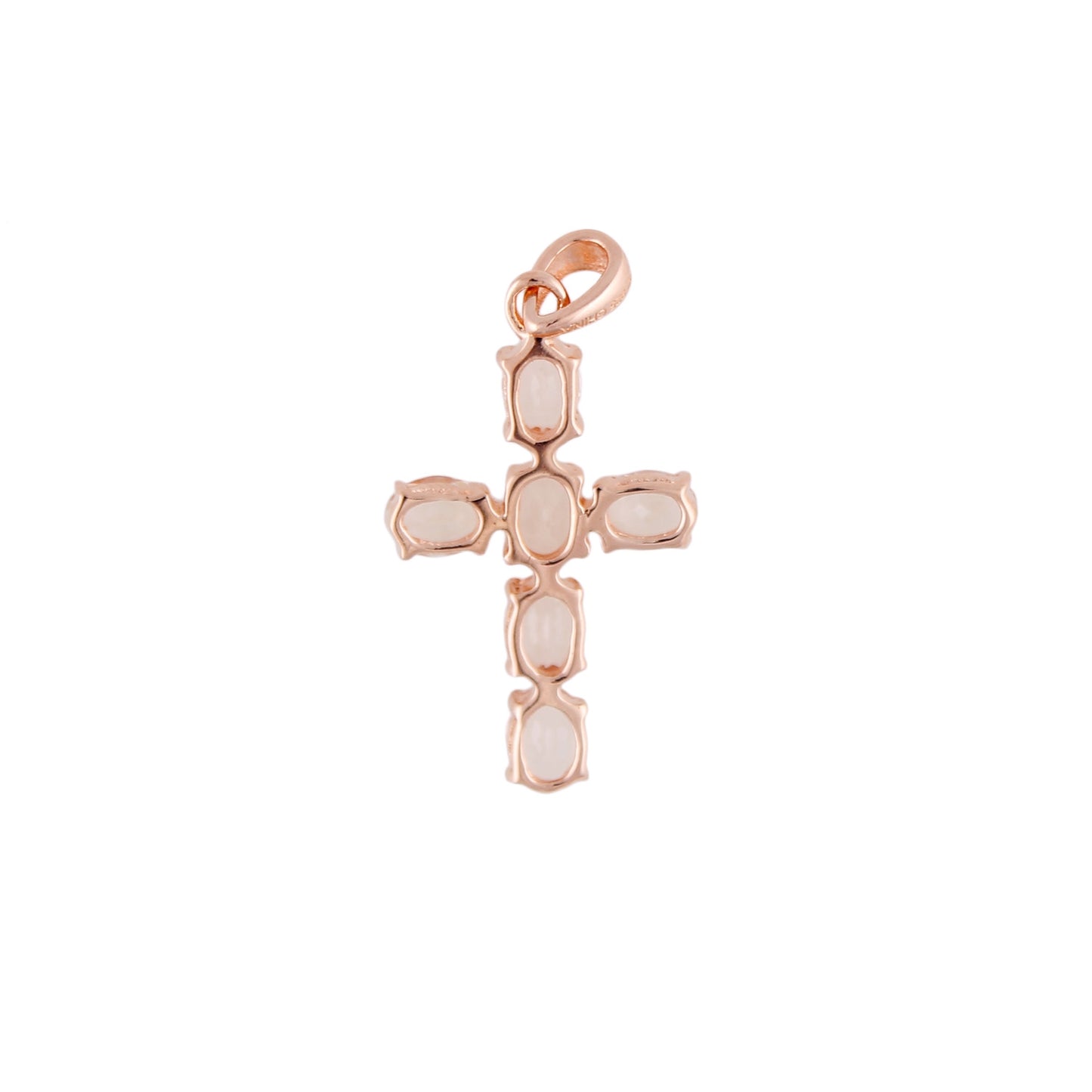 10K Rose Gold Morganite Gemstone Cross Pendant