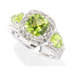 Pinctore Sterling Silver 3.29ctw Peridot & White Zircon 3-Stone Cocktail Ring, Size 7