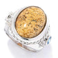 Pinctore Sterling Silver 18 x 13mm Picture Jasper & Swiss Blue Topaz Ring