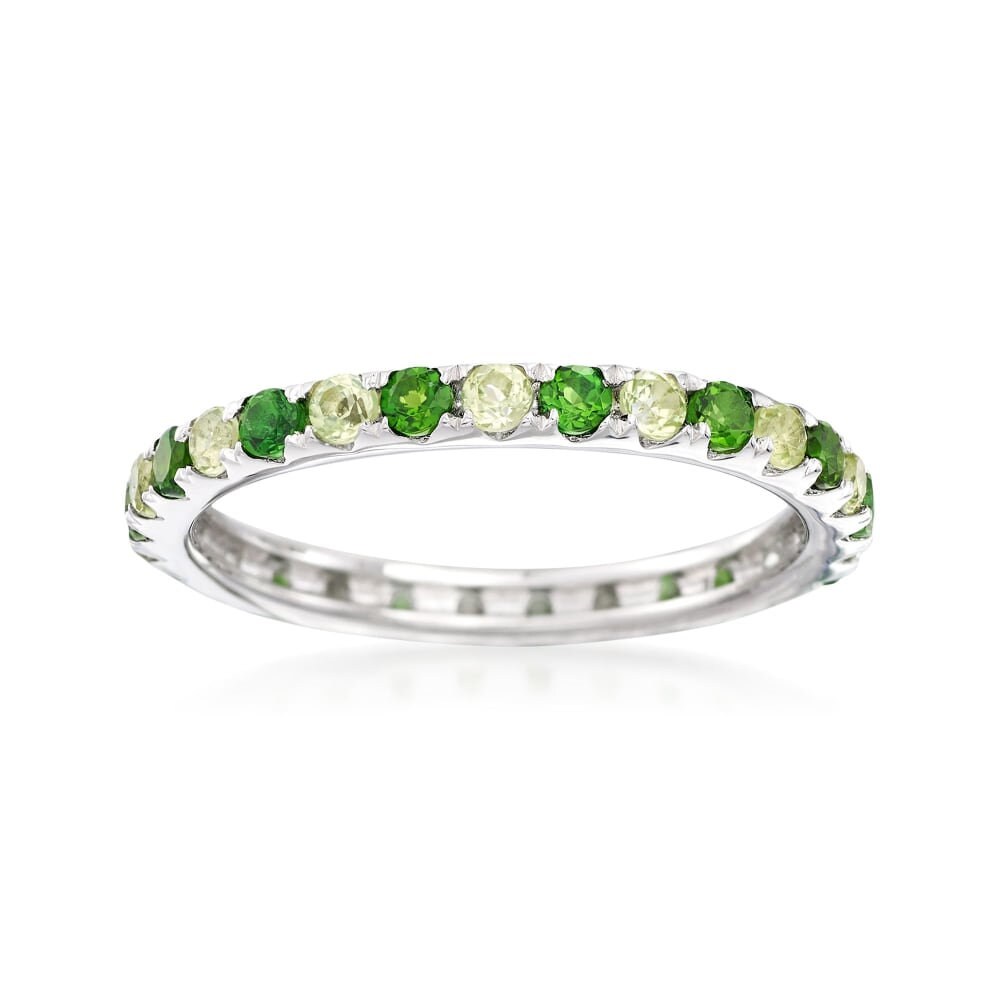 925 Sterling Silver Peridot, Chrome Diopside Ring
