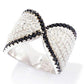 925 Sterling Silver White Cz and Black Spinel Gemstone Band Ring