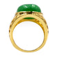 Yellow Gold Plated Over Sterling Silver Dyed Green Jade Gemstone Solitaire Rings