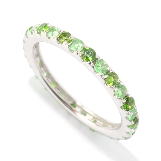 925 Sterling Silver Peridot, Chrome Diopside Ring