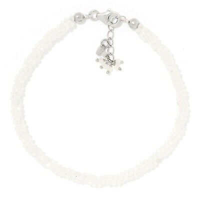 Rainbow Moonstone Beads Bracelet for Women, 925 Silver Adjustable Bracelet