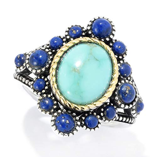 925 Sterling Silver Campitos Turquoise and Lapis Lazuli Ring