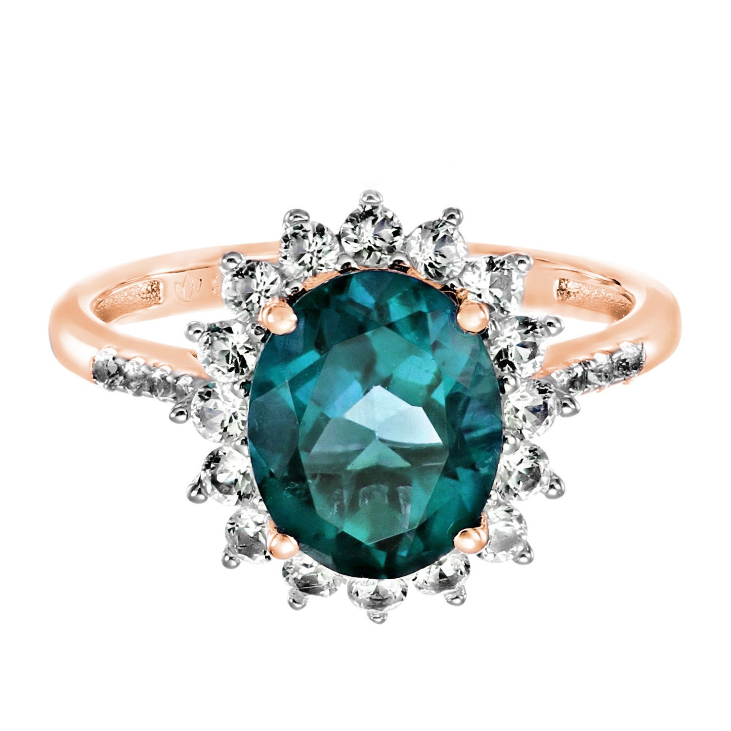925 Sterling Silver London Blue Topaz, Created White Sapphire Ring