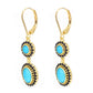 18k Yellow Gold Plating Over Sterling Silver, Sleeping Beauty Turquoise Gemstone Drop & Dangle Earrings