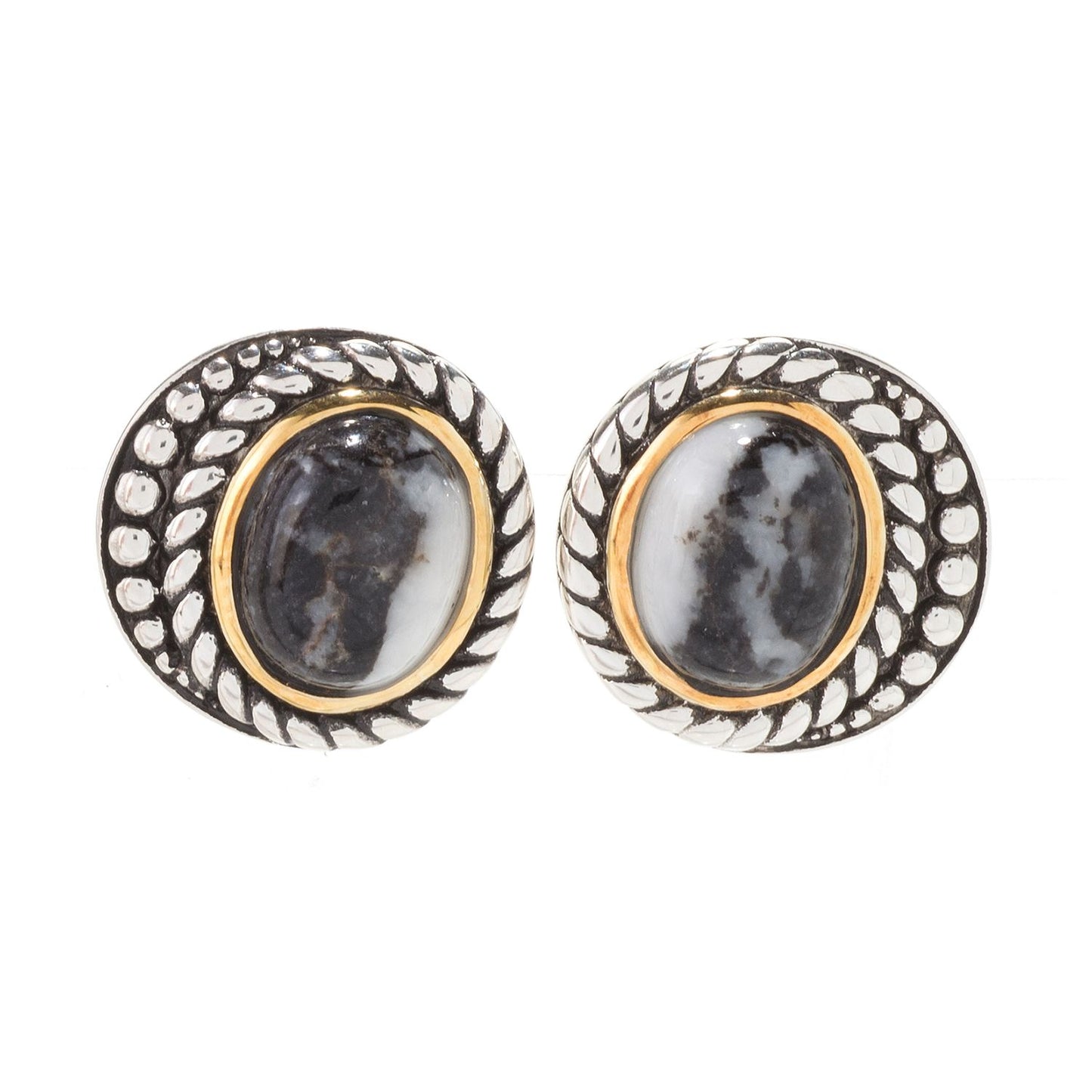 925 Sterling Silver White Buffalo Gemstone Stud Earrings