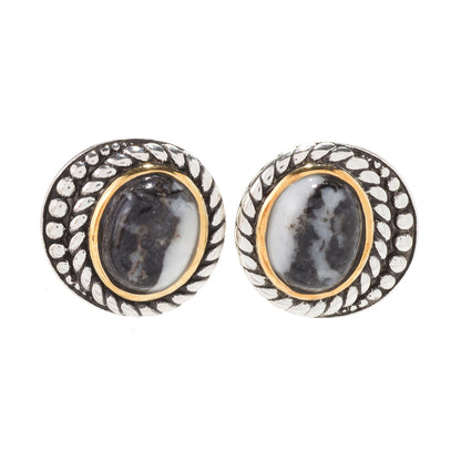 925 Sterling Silver White Buffalo Gemstone Stud Earrings