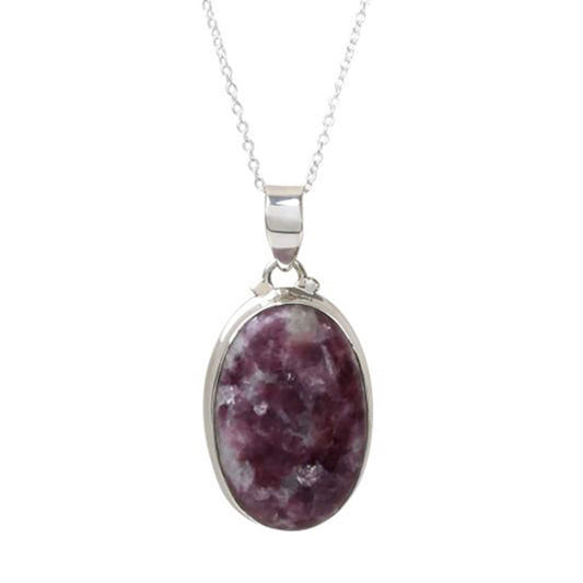 Lepidolite Gemstone Pendant, 925 Sterling Silver Pendant Boho Pendant For Women, Pendant With 18 Inches Chain, Fine Jewelry, Gift For Her