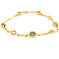 Yellow Gold Plated Over Sterling Silver Tanzanite & White Zircon Gemstone Chain Bracelet