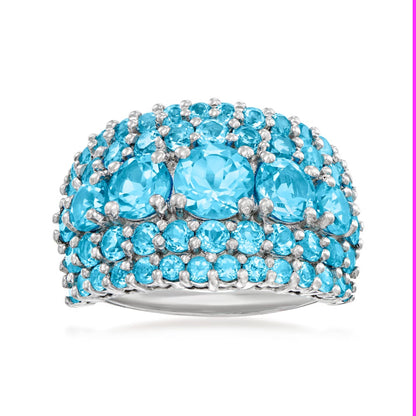 925 Sterling Silver Swiss Blue Topaz Gemstone Classic Rings