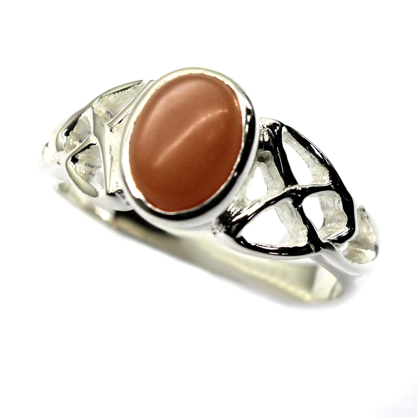 Natural Peach Moonstone Gemstone Ring 925 Sterling Silver Ring Classic Ring For Women Solitaire Ring Fine Jewelry Gift For Her