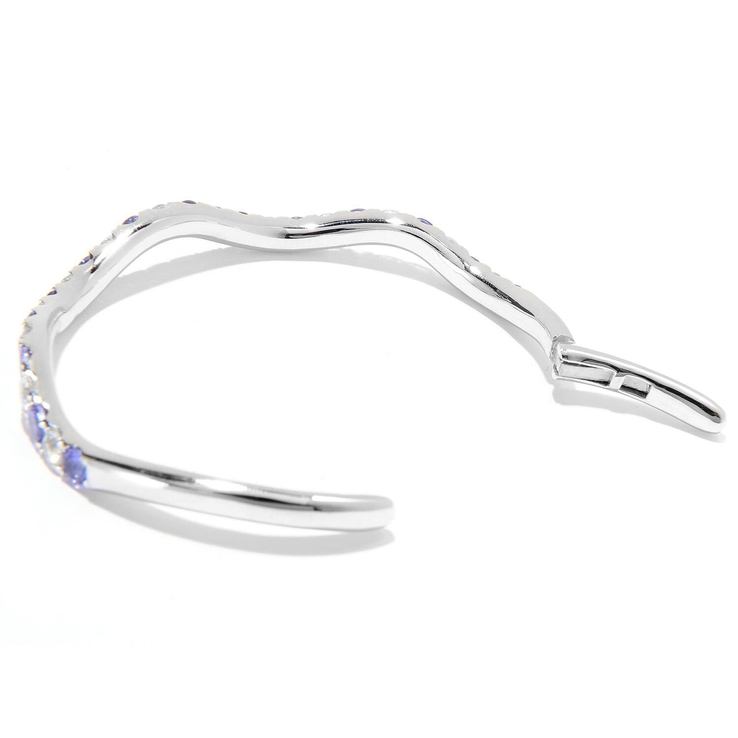 Natural Tanzanite With White Zircon Gemstone Bangle Wave Bangle 925 Sterling Silver Bangle Anniversary Gift Gift For Her