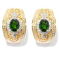 Yellow Gold Over Sterling Silver Chrome Diopside, White Zircon Gemstone Huggies Earring