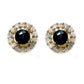 14Kt Gold Blue Sapphire, Diamond Stud Earrings