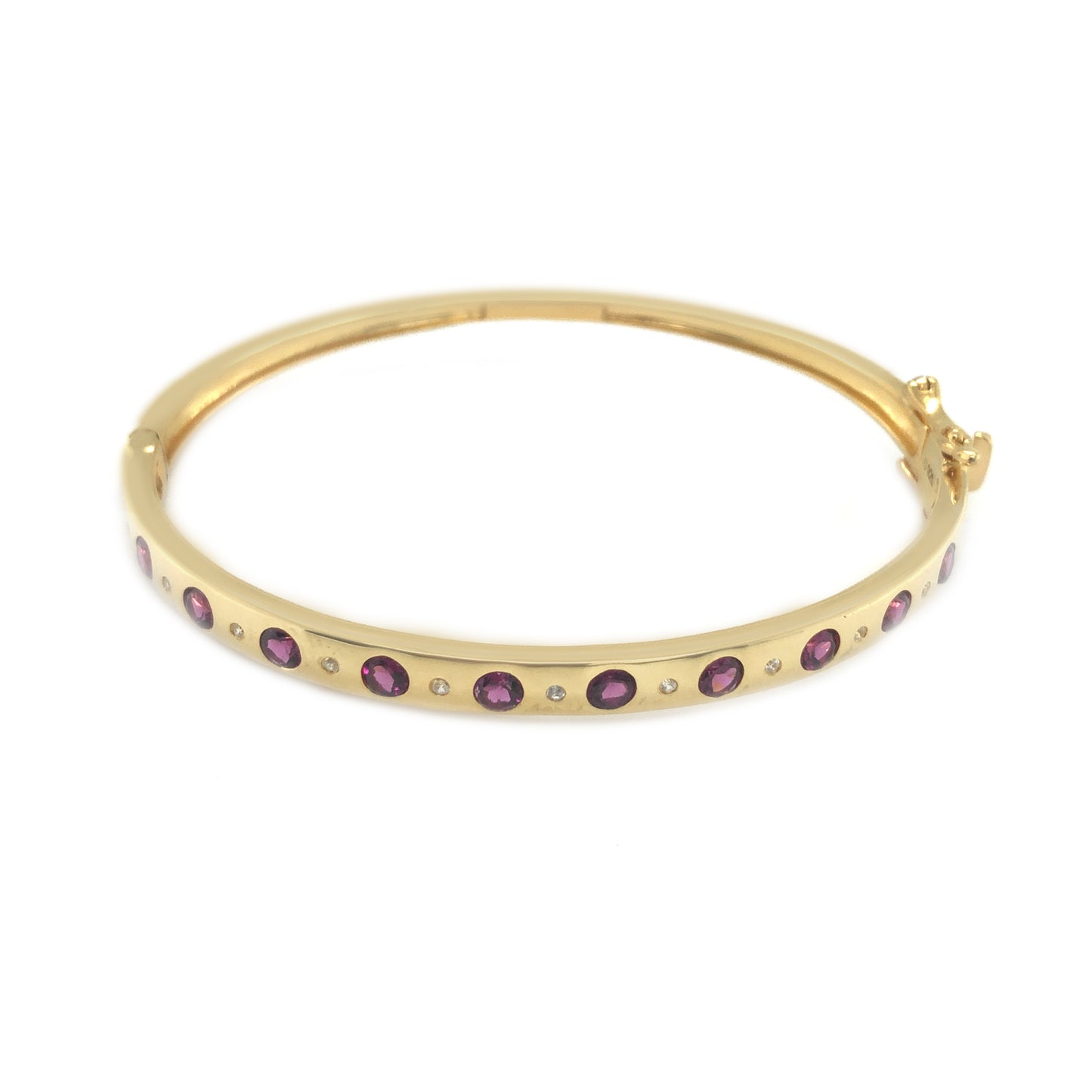 18K Yellow Gold Over Sterling Silver Rhodolite Gemstone Bangle