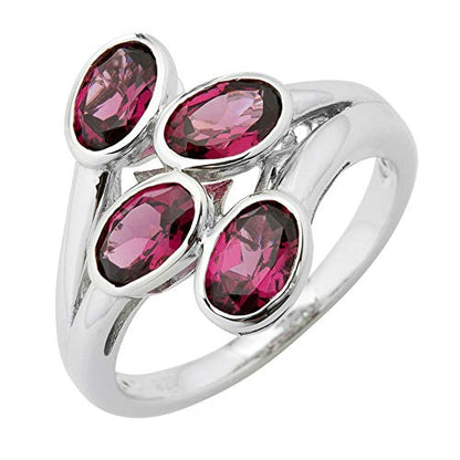 925 Sterling Silver Purple Garnet Gemstone Classic Rings