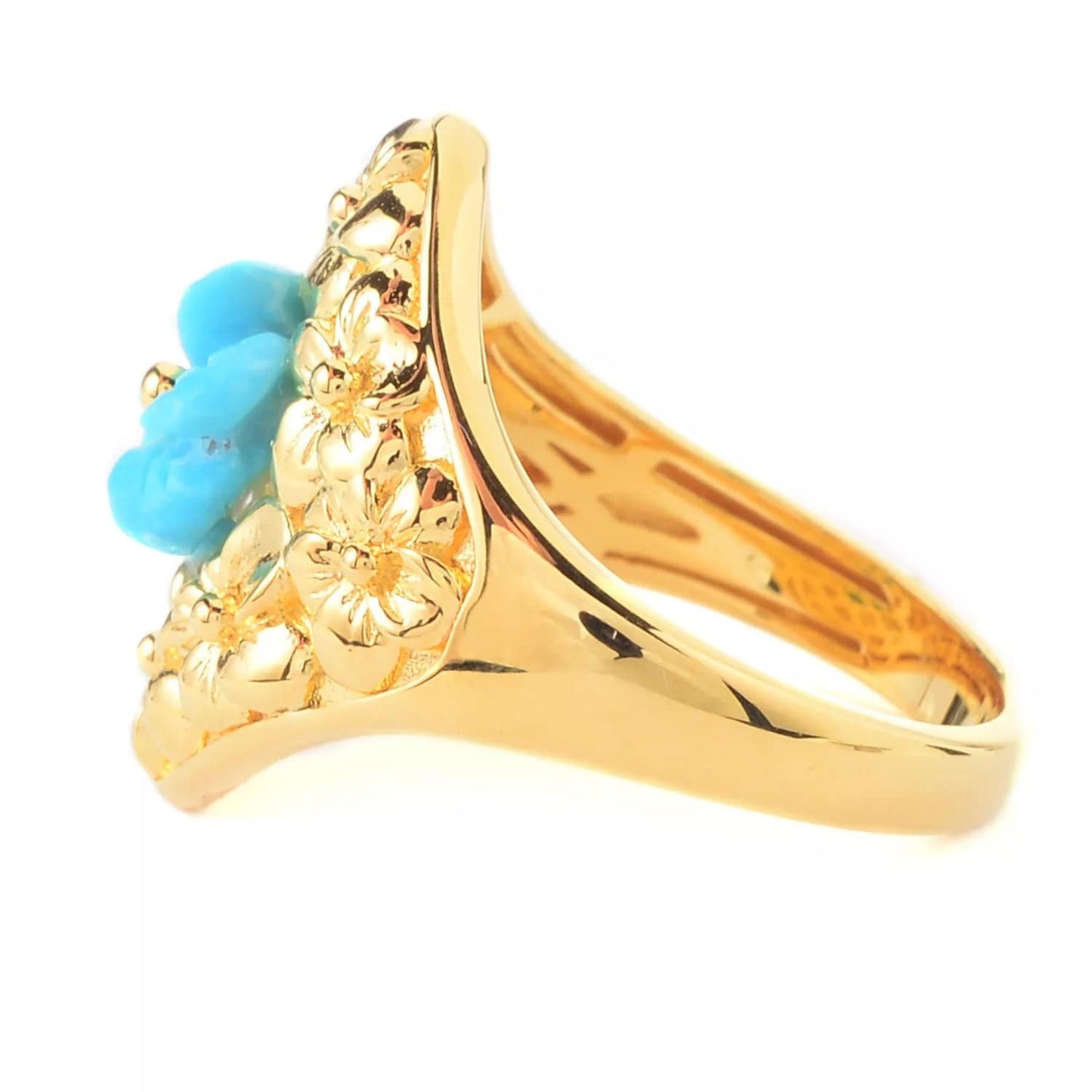 Natural Sleeping Beauty Turquoise Gemstone Silver Ring 925 Sterling Silver Gold Plated Ring Flower Ring Wedding Anniversary Gift