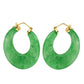 18k Yellow Plating Over Sterling Silver Dyed Green Jade Gemstone Dangle Earrings