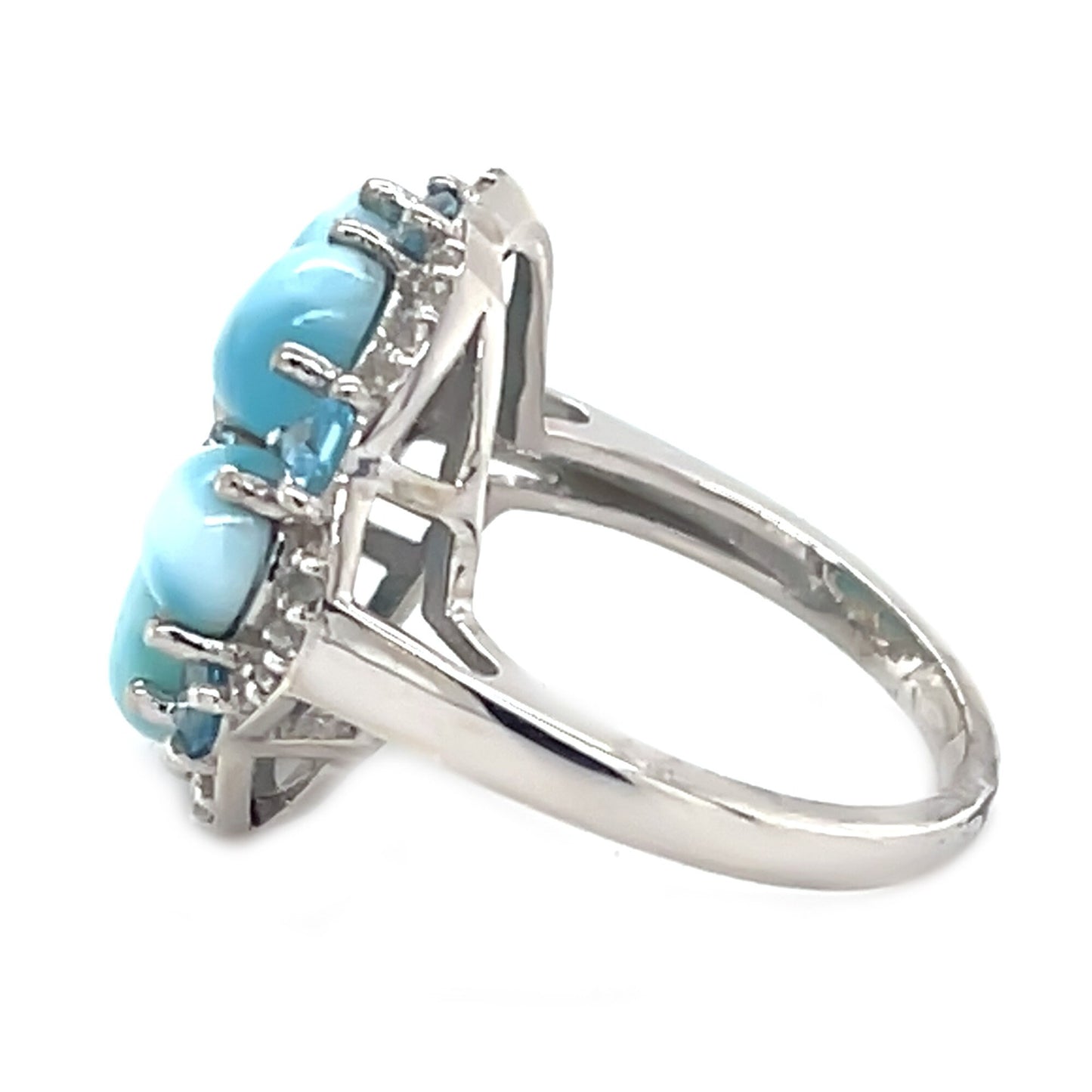 Larimar With Swiss Blue Topaz Ring, Sterling Silver Ring