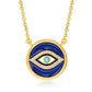 18k Yellow Gold Plating Over Sterling Silver, Campitos Turquoise And White Topaz " Evil Eye " Pendant Necklaces