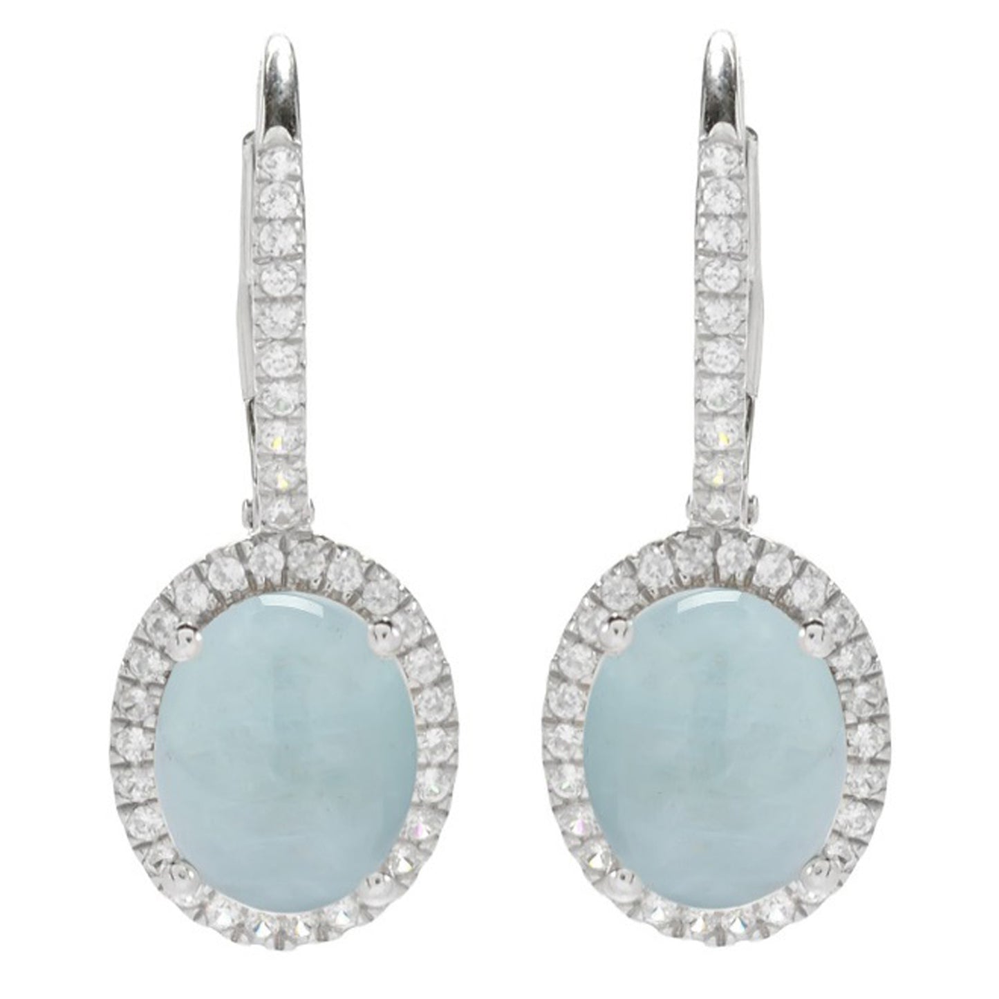 925 Sterling Silver Milky Aquamarine Dangle & Drop Earrings