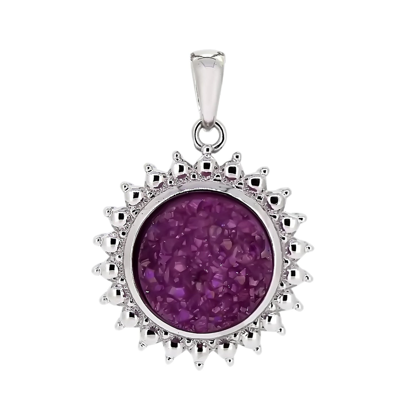 925 Sterling Silver Pink Drusy Gemstone Pendants