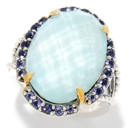 925 Sterling Silver Green Agate and Tsavorite Gemstone Solitaire Ring