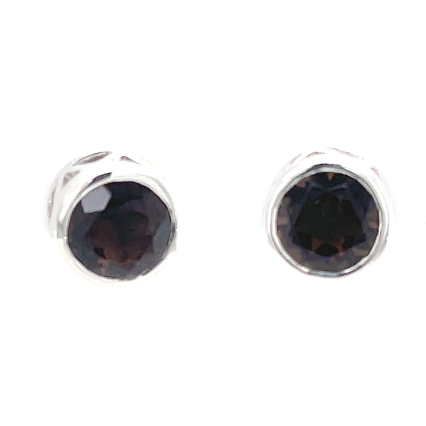 925 Sterling Silver Smoky Quartz Stud Earrings