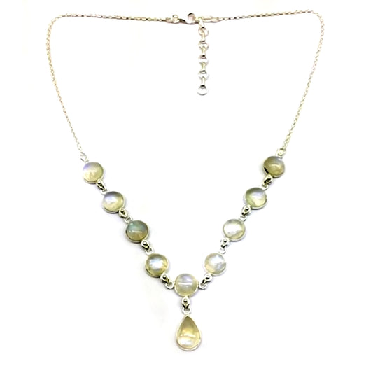 925 Sterling Silver Rainbow Moonstone Necklace